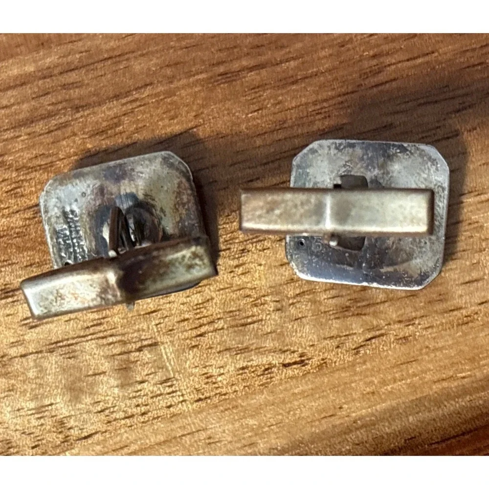 Siam Niello Pre 1950 Sterling Silver Elephant Cufflinks & Tie Clip Set